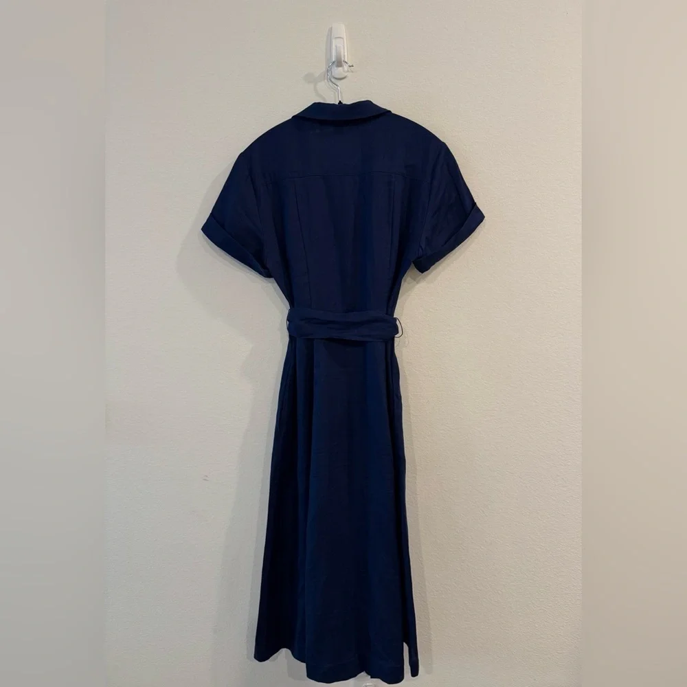Hill House 100% Linen Navy Midi Dress - Picture 4 of 6